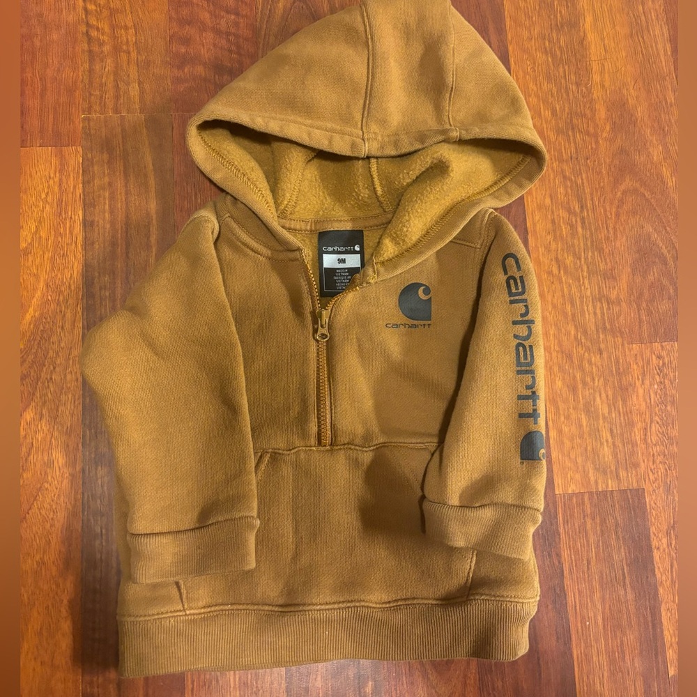 Carhartt Infant Quarter Zip Sweatshirt | 9M | Cognac Brown